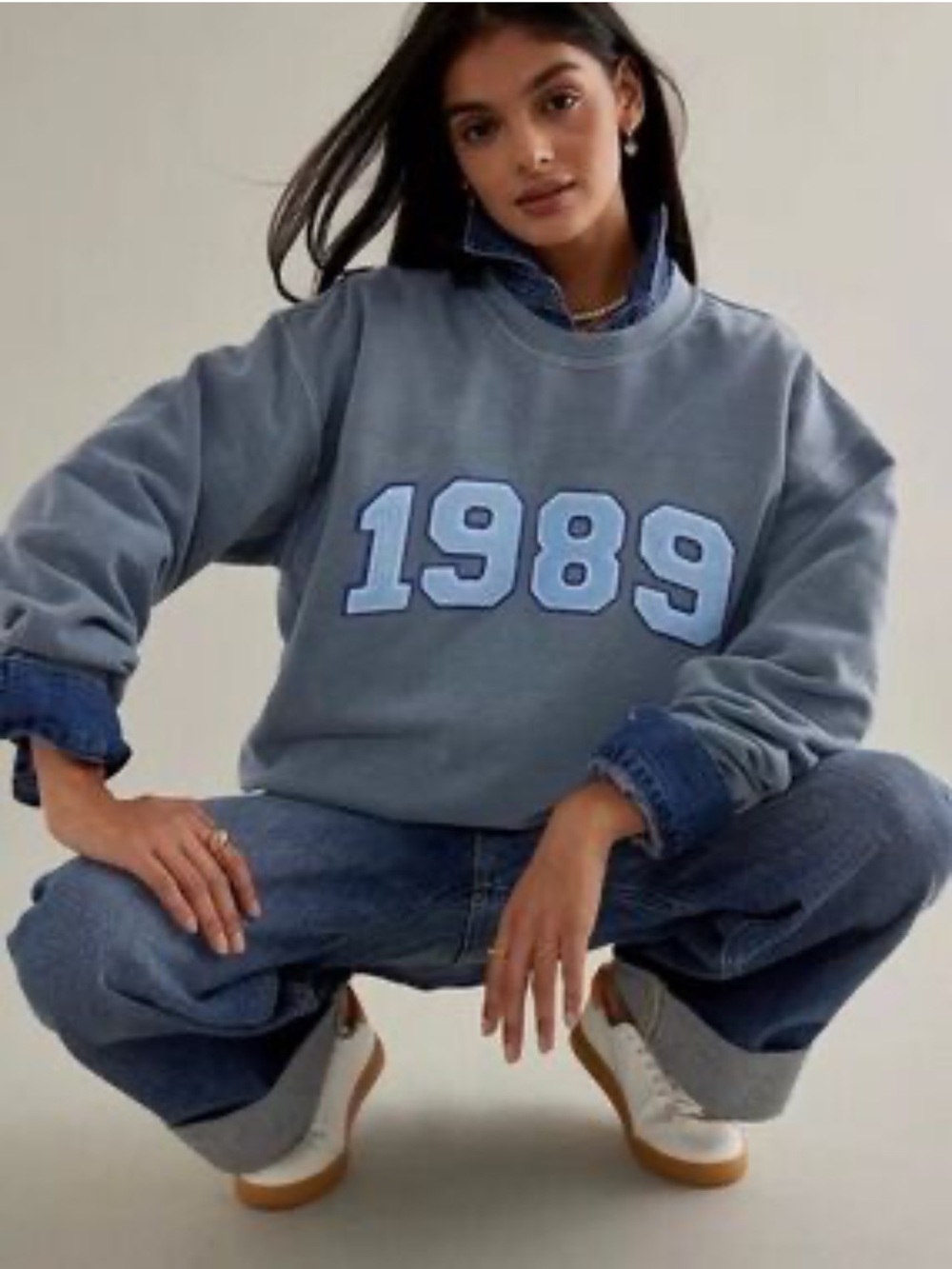 Anthropologie Year Graphic Crewneck Sweatshirt 1989